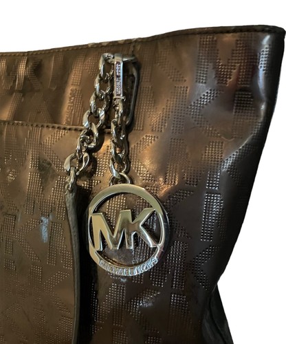 Michael Kors Metallic Leather Signature Tote MINT - Picture 2 of 7