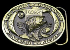 Bass Anglers Sportsman Society Fishing Fish 1987 Vintage Belt Buckle