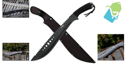 Black Stainless Steel 21-Inch Machete with Secure Grip & Versatile Sheath - Picture 2 of 7