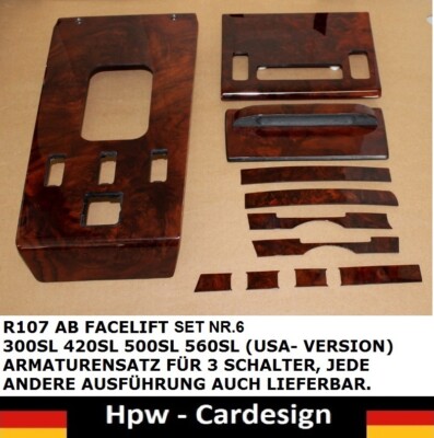 Wood Mercedes R107 root wood wood interior from 1985 after MOPF set no. 6