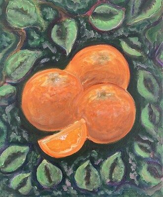 Original Malerei Küche Kunst 20x25 cm Orangen Café Kunst Orangen