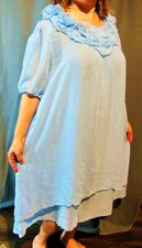 LILY0808168 STYLISH PLUS SIZE BLUE OVERLAY ASYMMETRICAL DRESS 3X 5XL NWOT