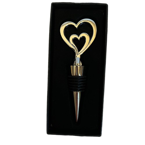 Zinc Alloy Double Heart Wine Stopper Cork Heavy Duty Silver Champagne Sparking - 第 5/8 張圖片
