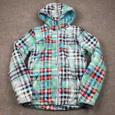 Obermeyer Ski Jacket Teen Girl Size XL 18-20 Plaid Color Hooded Winter Snow Coat