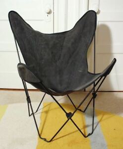 Vintage Hardoy Modern Folding Butterfly Chair Iron Frame Fabric