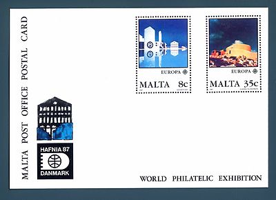 EUROPE C.E.P.T. - Full postcard - MALTA - 1987 - Hafnia Philatelic Exhibition
