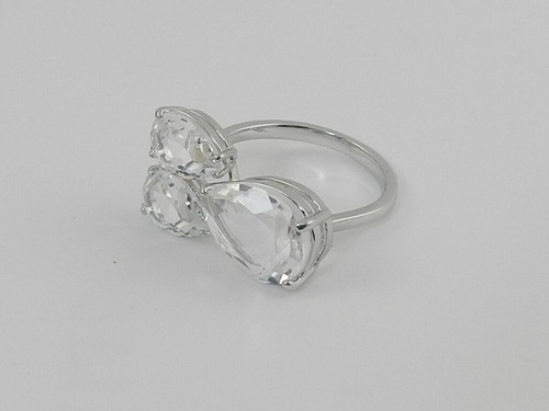 Swarovski Silver-Tone Crystal Teardrop Statement Ring 9 , NO BOX - Picture 2 of 3