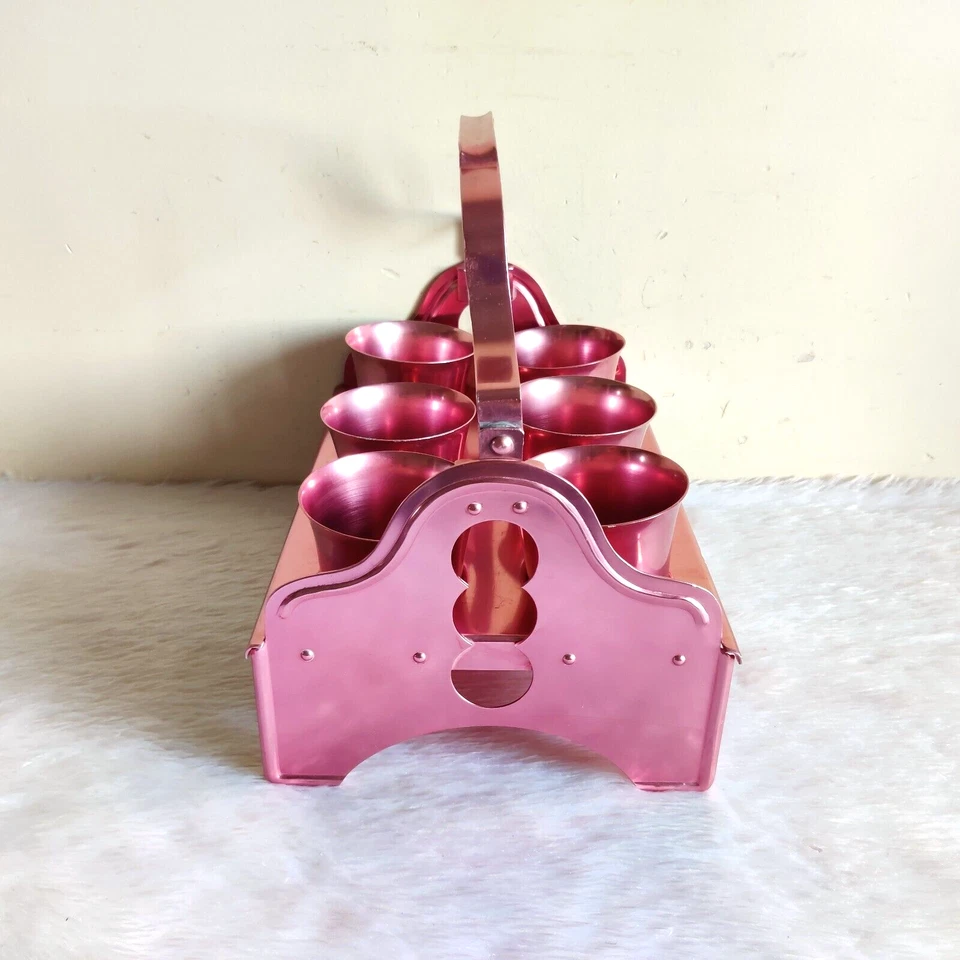 Vaso de 6 quilates vintage The Crown de aluminio color rosa años 50 coleccionables M725 Foto 4 de 4