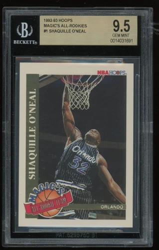1992-93 Shaquille O'Neal BGS 9.5 Gem Magic's All-Rookies #1 HOF Skybox RC PSA