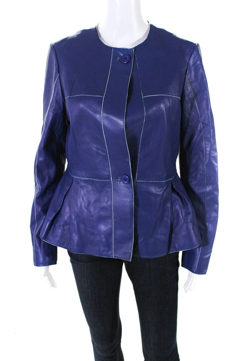 Ram Leather Apparels Womens Leather Jacket Blue Size M | eBay