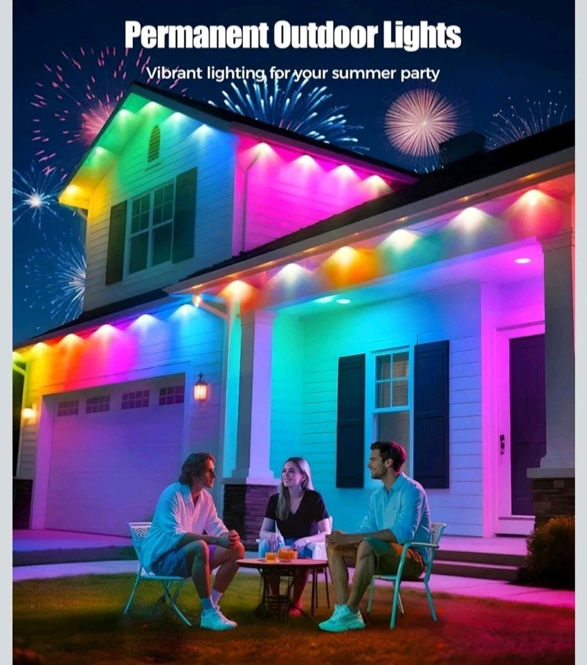 POOFZY Permanent Outdoor Lights for House 200ft RGB+IC Smart Outdoor Decor 50 Sc - Image 2 of 4
