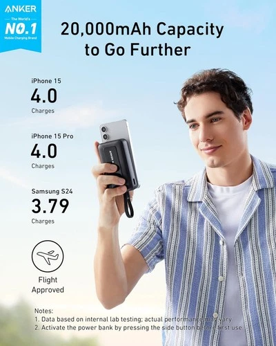 Anker Zolo Power Bank, 20000mAh 30W High-Speed Portable Charger with USB-C cable image 3