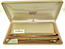 Cross 10K Gold Filled Pen Pencil Set NOS Blue Ink 0.5mm Boxed Vintage