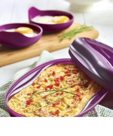 TUPPERWARE Microondas Desayunadora / Máquina de Tortillas Más 2 Insertos de Huevos NUEVO Foto 2 de 2