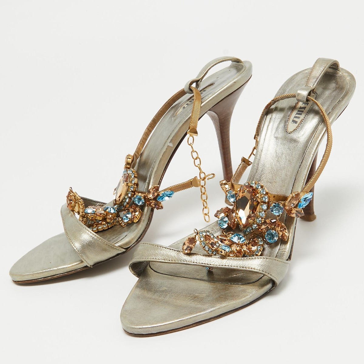 サンダル・ミュール LE SILLA Embellished leather Embrace sandals EMBRACE SANDAL 140 mm NERO | Le Silla