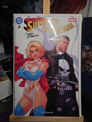DC MARVEL SUPERMAN SPIDER-MAN 1 SIGNED & COVER BELEN ORTEGA COA C2E2 EXCLUSIVE .