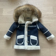 Jordan Craig Kids Denali Faux Shearling Faux Navy Suede Winter Coat Size 3