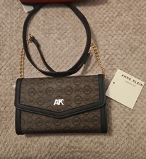 Anne Klein Brown Logo Chain Crossbody Bag for Women