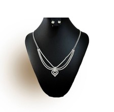 Women  s Rhinestone Necklace  Earrings Set 18  Pendant Fashion Jewelry Gift