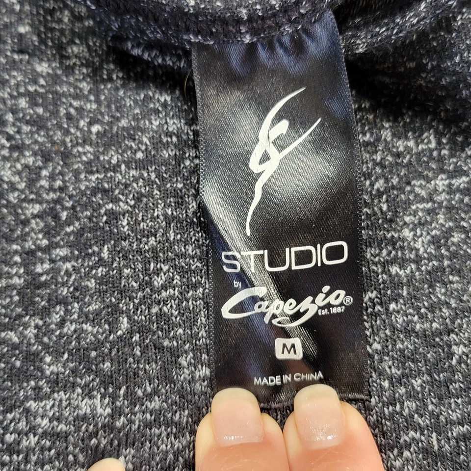 Studio by Capezio Heather Black Wrap Dance Shirt Long Sleeve Sporty Women Size M - Image 4 of 4