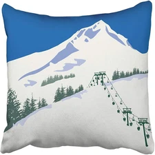Skiing Ski Winter Scene Travel Mountain Villa Cotton Throw Pillow Cover Home Dec