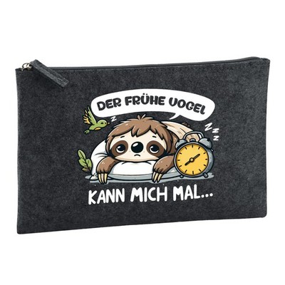 Kulturbeutel Der frühe Vogel kann mich mal Faultier Geschenkidee Der frühe Vogel