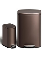 13 gal 50 L and 2.6 gal 10 L Metal Trash Can Combo Set, Rustproof Garbage...