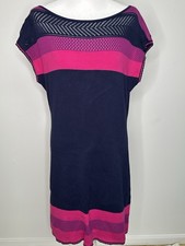 Lilly Pulitzer Kinley Crochet Knit Sweater Dress Medium Y2K Preppy Blue Pink
