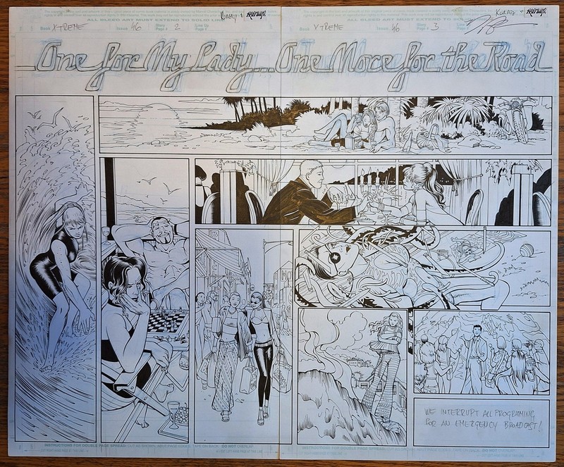 X-Treme X-Men #46 - Opening 2-Page Spread Original Art - LAST ISSUE!