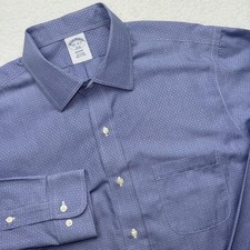 Brooks Brothers Shirt Mens 16.5 34/35 Blue Regent 1818 Non Iron Dress Cotton