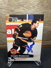 1991-92 Pro Set Vancouver Canucks #242 Sergio Momesso In-Person ON-CARD AUTO