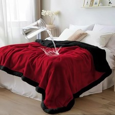 Waterproof Standard Throw Blanket for Throw 50x60" Velvet Red/Obsidian Black