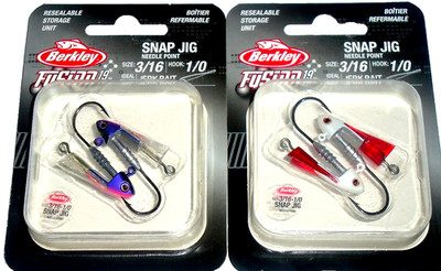 Berkley Fusion 19  3/16-1/0 Hk Snap Jigs (Lot of 2-Pks-Candy/Pearl Red Flash)