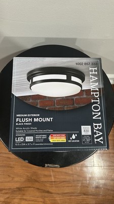 Hampton Bay Medium Flush Mount LED Ceiling Light Black Adjustable 1002 857 333