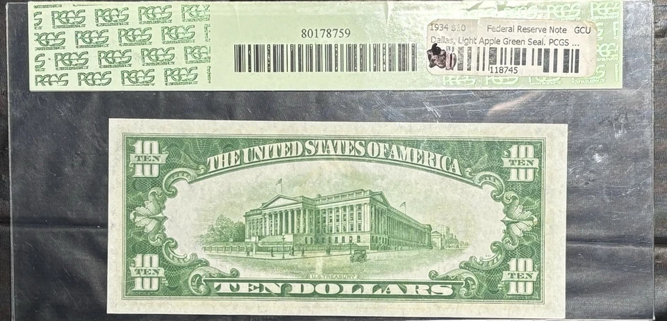 $10 1934 Federal Reserve Note Dallas "LGS" PCGS 66 PPQ - Image 2 of 2