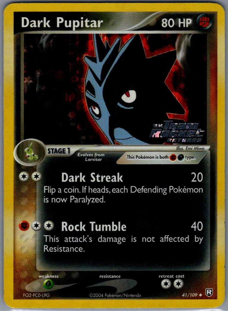 Dark Pupitar - 041/109 Uncommon Reverse Holo Team Rocket Returns 41/109 NM