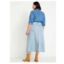 Old Navy High Rise Wow Denim Midi Skirt Light Wash Size 6