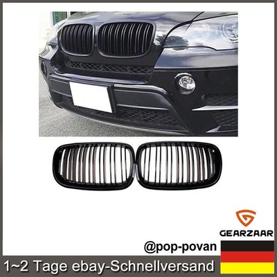 Sport Kühlergrill passt für BMW E70 07-13 Glanz Schwarz Glänzend Schwarz Paar