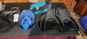Greatever LG-A12 Full Face Snorkel Mask Set Blue/Black Size L/XL