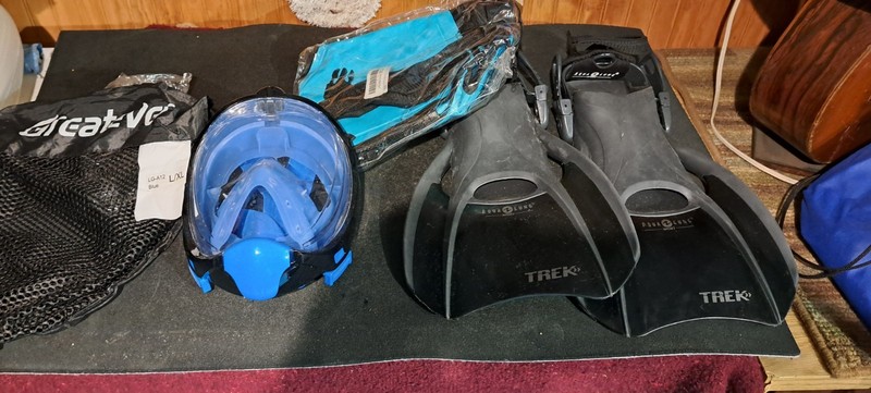 Greatever LG-A12 Full Face Snorkel Mask Set Blue/Black Size L/XL
