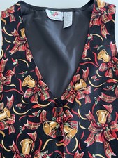 VTG Nutcracker Brand Christmas Vest Size Large Gold Bells Plaid Red Ribbon 90s