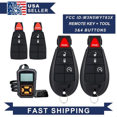 2-Pack DIY Self-Match Key Fobs Fit 2013-2017 Dodge RAM 1500/2500/3500