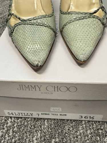 Pre-owned Jimmy Choo Snake Leather Green heels 36.5 - Picture 4 of 5