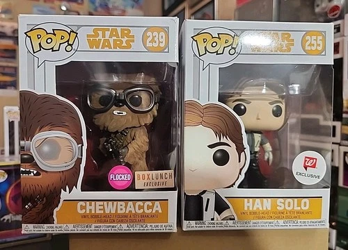 Funko Pop! Star Wars Han Solo Walgreens 255 Chewbacca Flocked Boxlunch 239