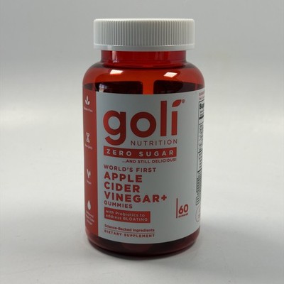 Goli Nutrition Zero Sugar Apple Cider Vinegar Sugar Free Gummies 60 Exp 06/2027
