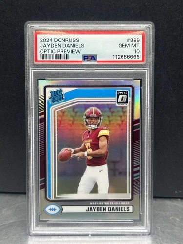 2024 Donruss Jayden Daniels PSA 10 GEM MINT  OPTIC HOLO PREVIEW ROOKIE PRIZM