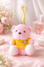 Plush Bear Key Chain Multicolor with Heart Sweater Accent Cute Animal Gift