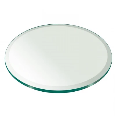 Pro Safe Glass 21" Round Tempered Glass Table Top 1/2" Thick Bevel Edge - Clear