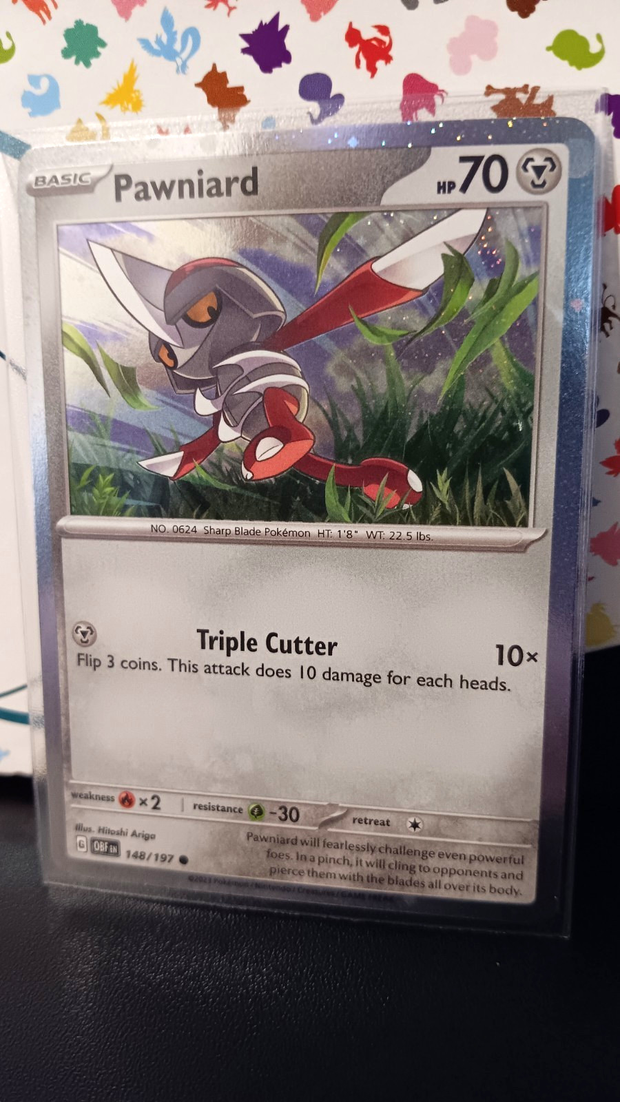 Pawniard OBF 148/197 Cosmo Holo Pokemon Card