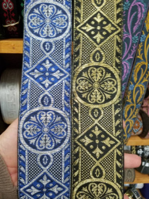 Jacquard Medieval 2 1/4 in wide fabric trim sold by the yard